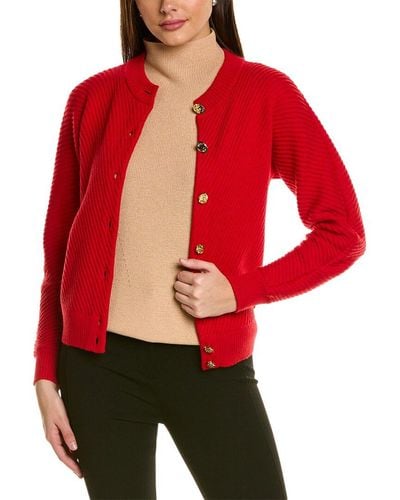 St. John Diagonal Knit Wool-blend Jacket - Red
