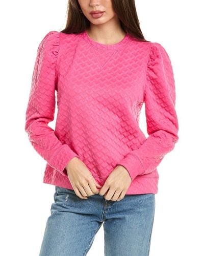 Fate Embossed Puff Sleeve Top - Pink