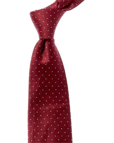 Tie Bar The Rivington Dots Silk & Linen-blend Tie - Red