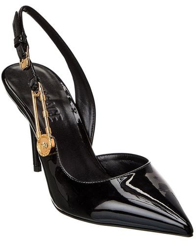 Versace Safety Pin Leather Pump - Black