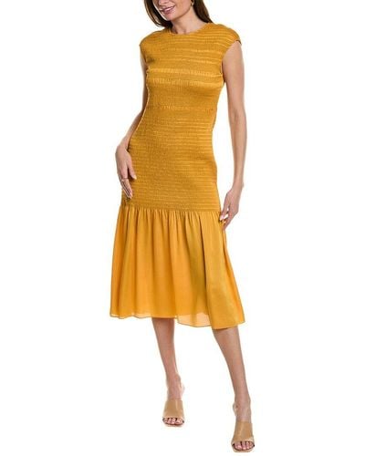 Lafayette 148 New York Smocked Dress - Yellow