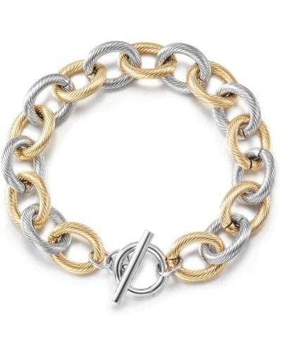Jane Basch Cool Steel Plated Twisted Cable Bracelet - Metallic