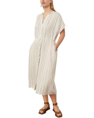 Vince Plus Drapey Stripe Shirred Dress - White