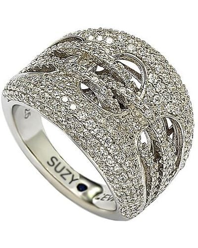 Suzy Levian Silver Cz Gladiator Weaving Ring - Metallic