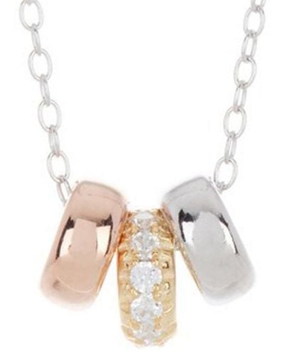 Adornia 14k Two-tone Over Silver & Silver Crystal Necklace - White