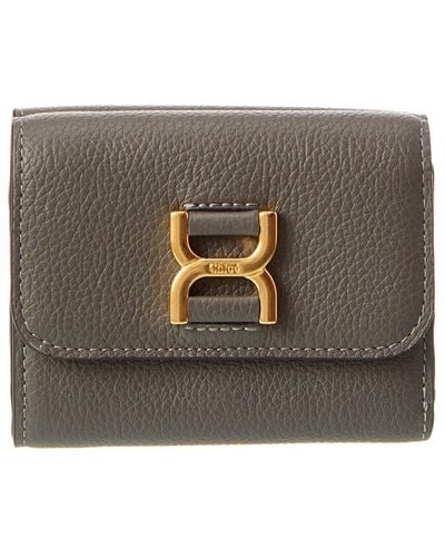 Chloé Marcie Leather French Wallet - Gray