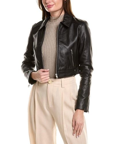 Lamarque Sacha Leather Moto Jacket - Black