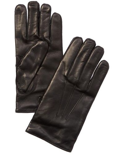 Portolano Whipstitch Side Vent Black Leather Gloves