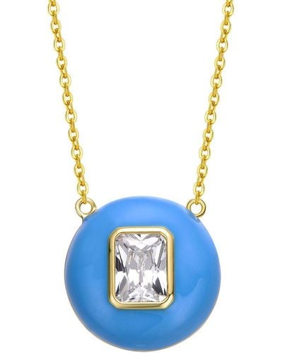 Rachel Glauber 14k Plated Cz Necklace - Blue