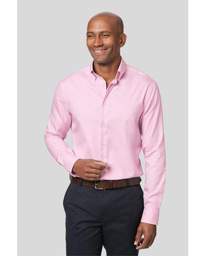 Charles Tyrwhitt Non-iron Button Down Check Slim Fit Shirt - Pink