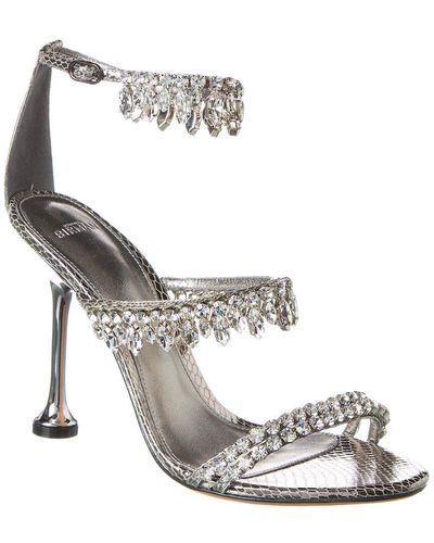Alexandre Birman Karina Crystals 100 Embossed Leather Sandal - Metallic