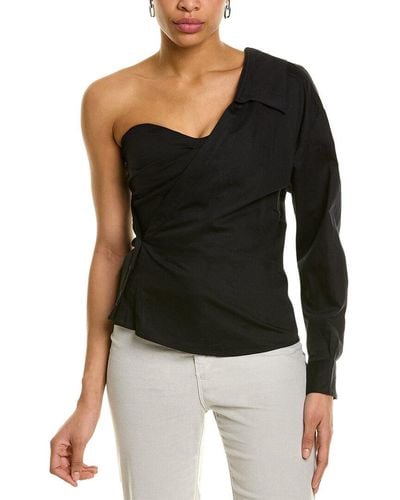 RTA Chiara Corset Linen-blend Shirt - Black