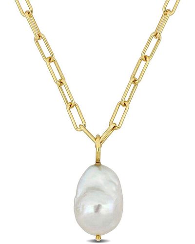 Rina Limor 18k Over Silver 13-13.5mm Pearl Necklace - Metallic