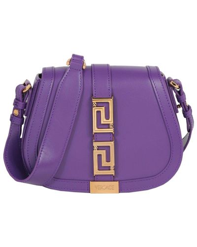 Versace Greca Goddess Small Leather Shoulder Bag - Purple
