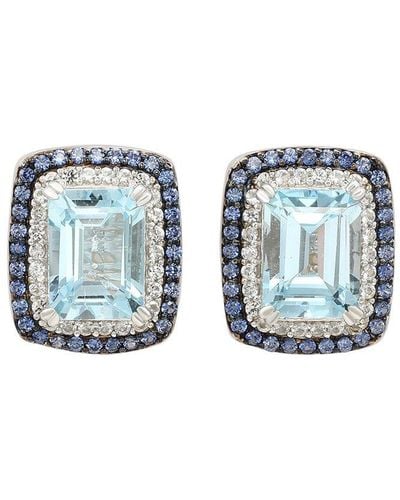 Suzy Levian Silver 0.02 Ct. Tw. Diamond & Gemstone Earrings - Blue