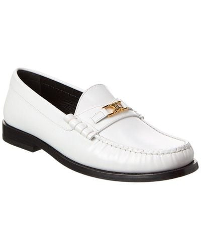 Celine Luco Triomphe Leather Loafer - White