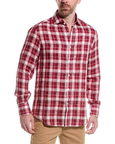 Brunello Cucinelli Basic Fit Linen-blend Shirt - Red