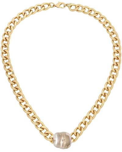 Liv Oliver 18k Plated 45641mm Pearl Solitaire Necklace - Metallic