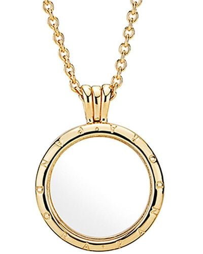 PANDORA Shine 18k Over Silver Floating Locket Logo Necklace - Metallic