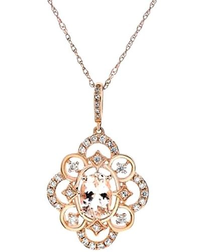 Diana M. Jewels Fine Jewellery 14k Rose Gold 0.88 Ct. Tw. Diamond & Morganite Necklace - Metallic