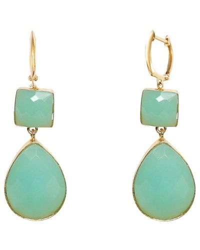 Liv Oliver 18k Plated 45.00 Ct. Tw. Sea Green Chalcedony Drop Earrings