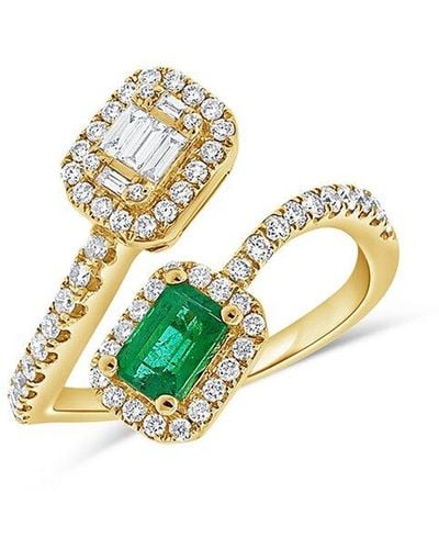 Sabrina Designs 14k 1.22 Ct. Tw. Diamond & Emerald Bypass Ring - White