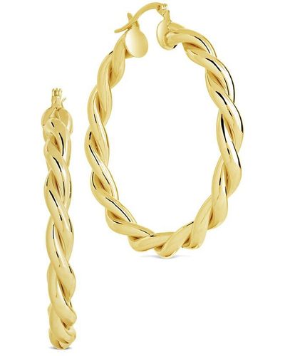 Sterling Forever 14k Plated Rosalie Polished Entwined Hoops - Metallic