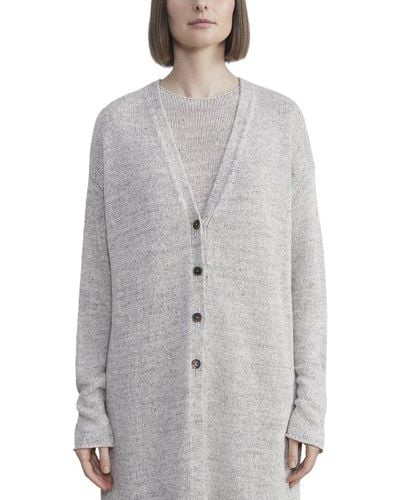 Lafayette 148 New York V-neck Button Front Cardigan - Gray