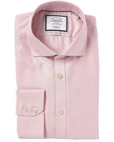 Charles Tyrwhitt Non-iron Cambridge Weave Cutaway Extra Slim Fit Shirt - Pink