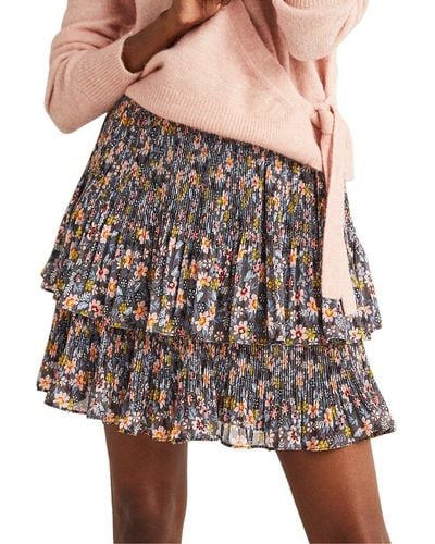 Boden Plisse Mini Skirt - Brown