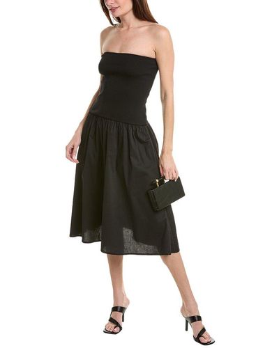 WeWoreWhat Ribbed Cotton Midi Dress - Black