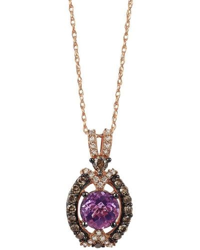 Le Vian 14k Strawberry Gold 1.07 Ct. Tw. Diamond & Amethyst Pendant Necklace - Multicolour