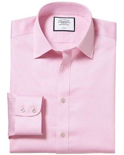 Charles Tyrwhitt Non-iron Check Extra Slim Fit Shirt - Pink