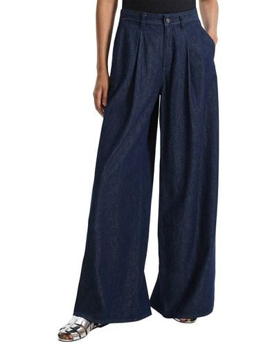 Theory Pleated Wide Leg Pant - Blue