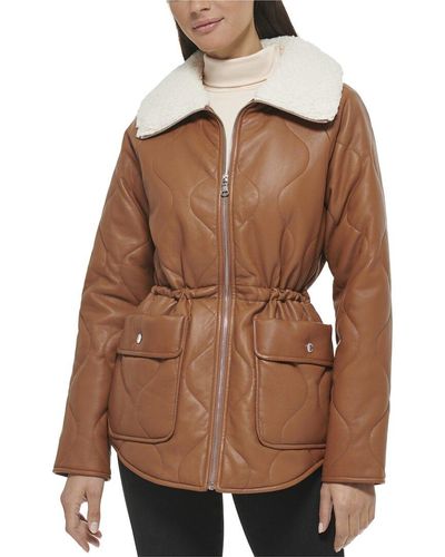 Kenneth Cole Onion Quilted Coat - Brown