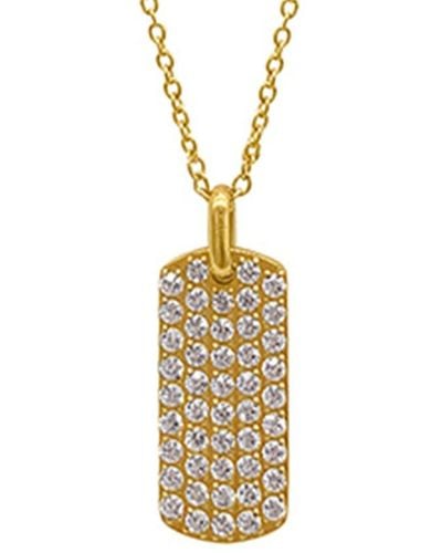 Adornia Fine Jewelry 14k Plated 0.40 Ct. Tw. Diamond & White Topaz Dog Tag Necklace - Metallic
