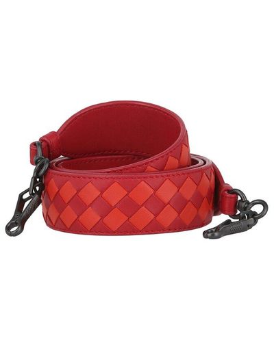 Bottega Veneta Intrecciato Woven Leather Handbag Strap - Red