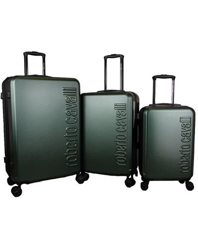 Roberto Cavalli Vertical Logo Promotional 3pc Luggage Set - Green
