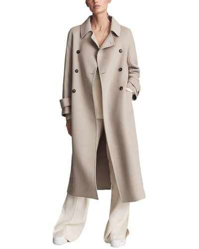 Reiss Lexi Button Blindseam Wool-blend Coat - Natural