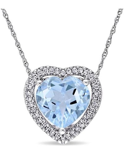 Rina Limor 10k 4.48 Ct. Tw. Diamond & Sky Blue Topaz Pendant Necklace