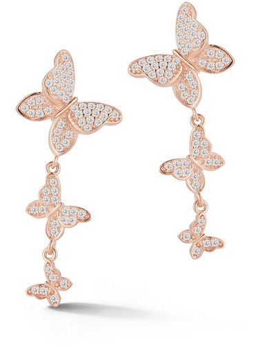 Glaze Jewelry 14k Rose Gold Vermeil Cz Butterfly Earrings - White