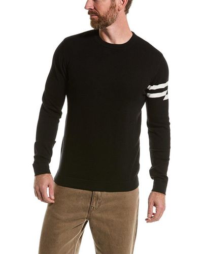 Loft 604 Breaking Stripe Crewneck Sweater - Black