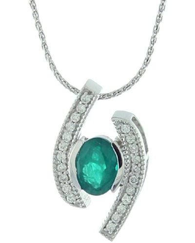 Suzy Levian 14k 0.85 Ct. Tw. Diamond & Emerald Pendant - Multicolor