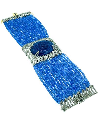Arthur Marder Fine Jewelry Silver 96.50 Ct. Tw. Diamond & Tanzanite Bracelet - Blue
