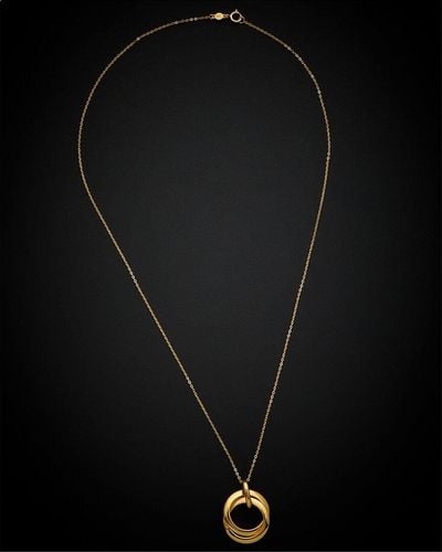 Italian Gold 14k Double Circle Necklace - Black