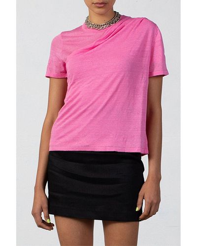 GAUGE81 Deva Linen-blend Basic T-shirt - Pink