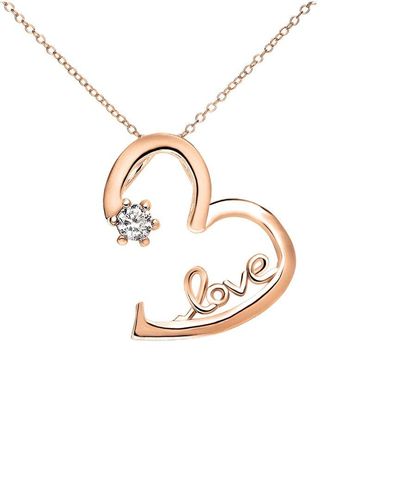 Genevive Jewelry 18k Rose Gold Plated Cz Love Pendant - Metallic