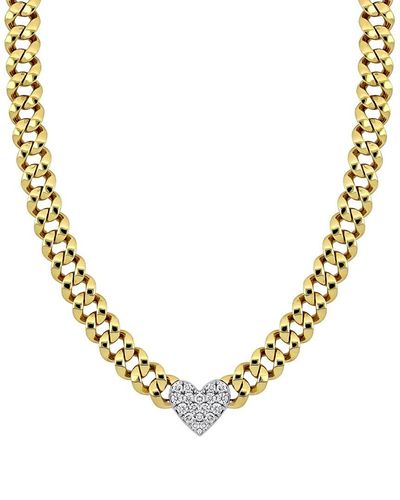 Rina Limor 14k Two-tone 0.39 Ct. Tw. Diamond Heart Necklace - Metallic