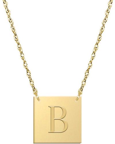 Jane Basch 14k Block Initial Square Necklace (a-z) - Metallic