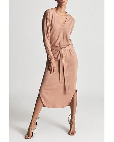 Reiss Cleo Wool-blend Midi Dress - Pink